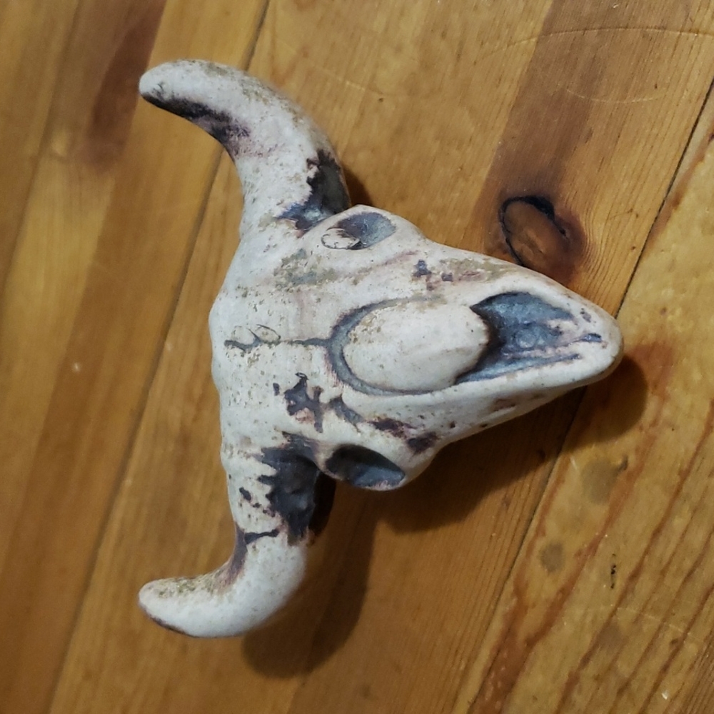 Steer Skull Pottery 4x4x1.5" New!